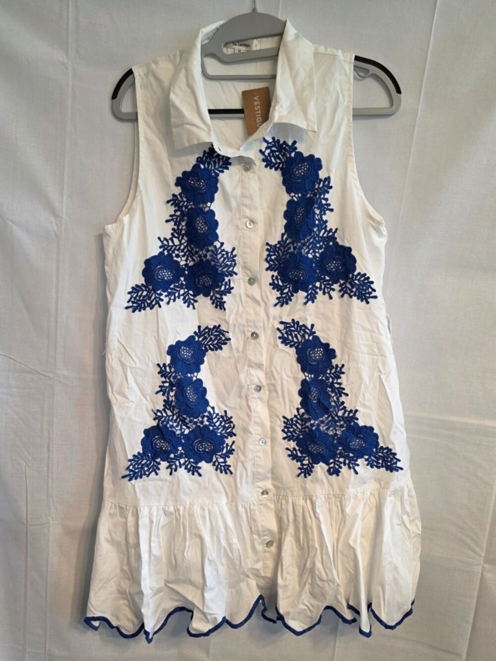 la lavon Natalie Mini Dress Sleeveless Floral Lace Embellished Sz M Cottagecore